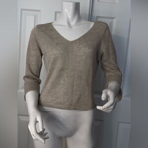 ‼️linen Polo by Ralph Lauren Women's V-Neck Sweater - Taupe